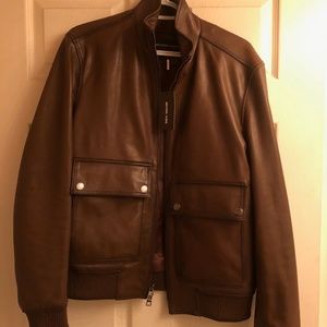 MICHAEL KORS MOCKNECK LEATHER JACKET